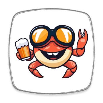Krebs Krabbe Apres Ski Bier Comic - Viereckiger Kühlschrankmagnet - Weiß - Vorne