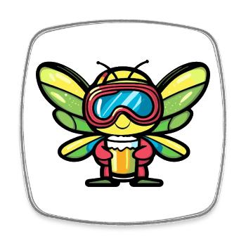 Dragonfly Après-Ski Bière Bande dessinée - Magnet carré - blanc - Devant