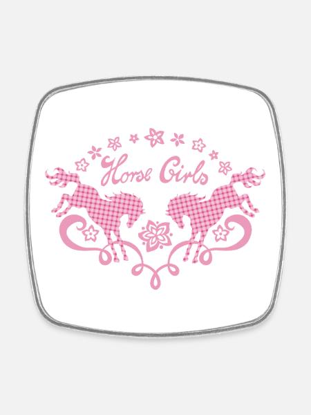 Horse Girl - Viereckiger Kühlschrankmagnet - Weiß