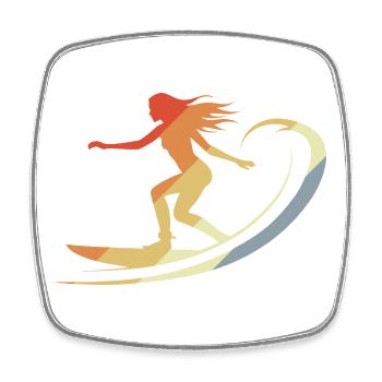 Surfeur vintage - Magnet carré - blanc - Devant