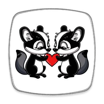 Skunk Couple Valentine's Day - Square fridge magnet - white - Front