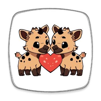 Hyena Couple Valentine's Day - Square fridge magnet - white - Front