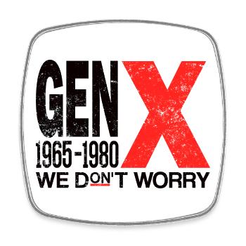 Generation X – Old School & Proud - Viereckiger Kühlschrankmagnet - Weiß - Vorne