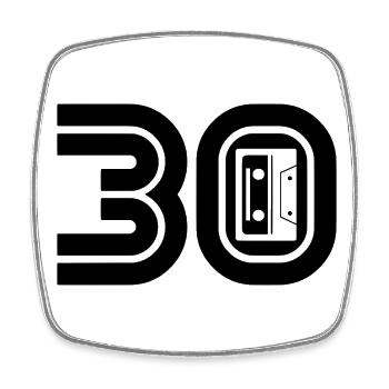 30 Music Fan Retro Cassette Music - Square fridge magnet - white - Front