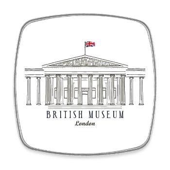 London, British Museum, England, Handzeichnung - Viereckiger Kühlschrankmagnet - Weiß - Vorne