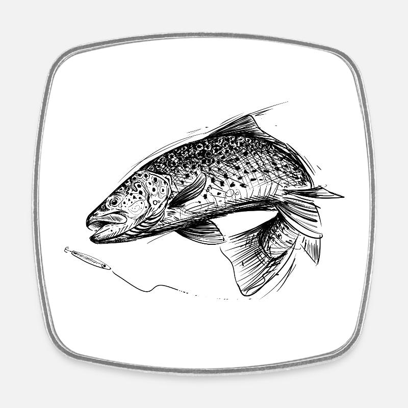 Poisson de vie ! - T-shirt de pêche à la truite de mer - Magnet carré - blanc