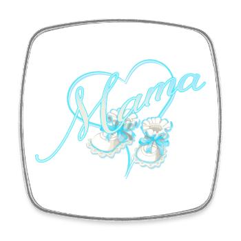 Mom with Heart & Baby Shoes in Sky Blue - Square fridge magnet - white - Front
