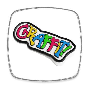 Graffiti lettrage effet 3d - Magnet carré - blanc - Devant