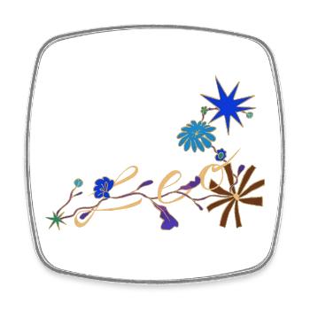 Lion – Signes et fleurs magiques du zodiaque - Magnet carré - blanc - Devant