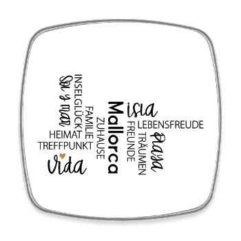 Mallorca (Schlagwörter) Accessoires & Shirts - Viereckiger Kühlschrankmagnet - Weiß - Vorne