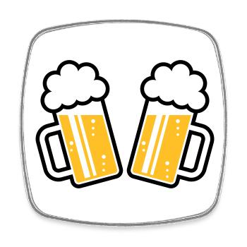 2 Bierkrüge Prosten Zu, Prosit! (Bier Maßkrüge 2C) - Viereckiger Kühlschrankmagnet - Weiß - Vorne