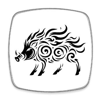 Tribal Stylish Boar - Square fridge magnet - white - Front