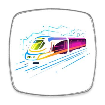 Train Cartoon Look - Square fridge magnet - white - Front