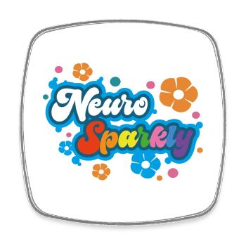Neuro Sparkly Flower Rainbow Typography - Square fridge magnet - white - Front