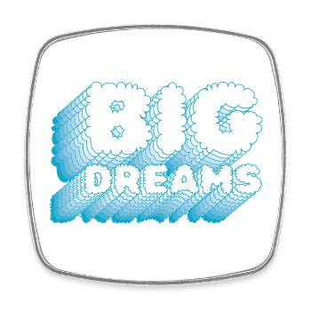BIG DREAMS - Viereckiger Kühlschrankmagnet - Weiß - Vorne