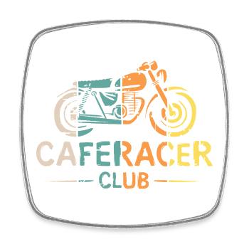 Caferacer retro Optik - Motorrad und Moped Freunde - Viereckiger Kühlschrankmagnet - Weiß - Vorne