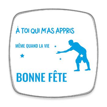 Bonne fete papa bleu ciel - Magnet carré - blanc - Devant