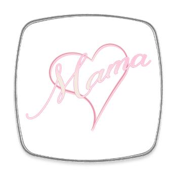 Maman avec coeur fille rose - Magnet carré - blanc - Devant