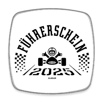 Führerschein 2025 (Fahranfänger / Black) - Viereckiger Kühlschrankmagnet - Weiß - Vorne