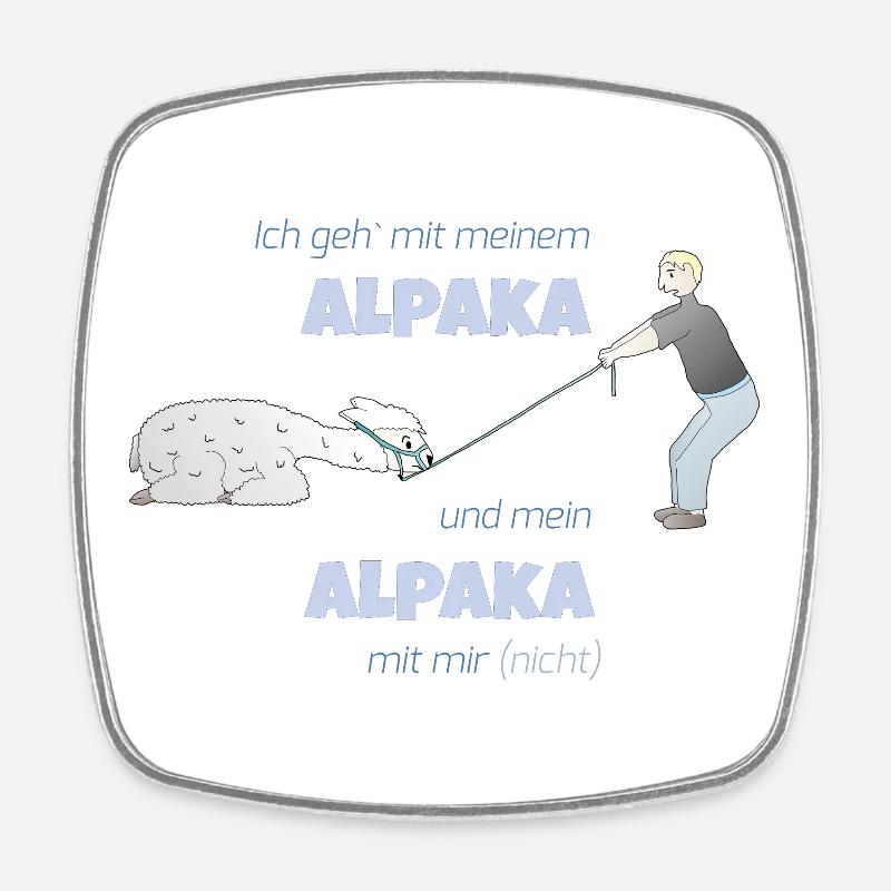 Alpaca hike - Square fridge magnet - white