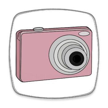 Appareil photo numérique vintage - Magnet carré - blanc - Devant