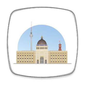 Berliner Schloss (aka Humboldtforum) - Viereckiger Kühlschrankmagnet - Weiß - Vorne