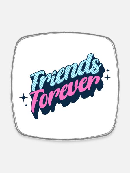 Friends Forever Retro Neon Script - Square fridge magnet - white