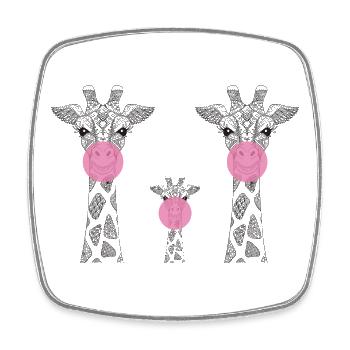 Giraffen-Familie mit Kaugummi - Viereckiger Kühlschrankmagnet - Weiß - Vorne