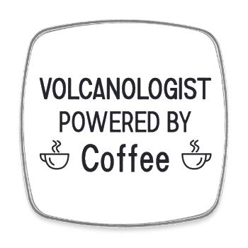 Volcanologist powered by Coffee Volcanology - Viereckiger Kühlschrankmagnet - Weiß - Vorne