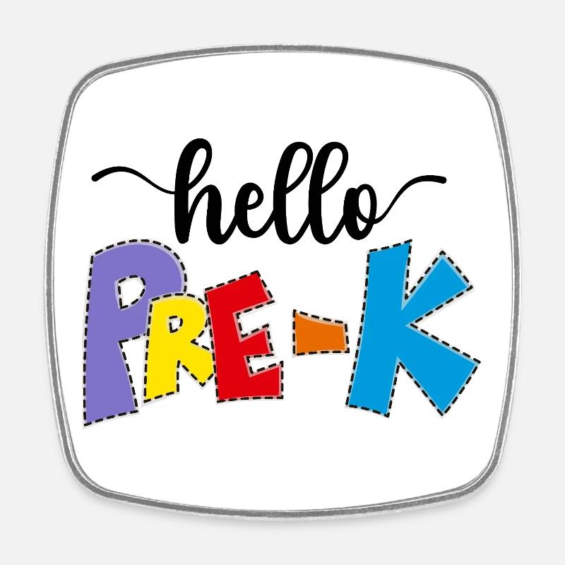 Hello Pre-K, Back to school - Square fridge magnet - white