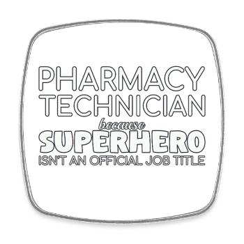 Pharmacy technician Superhero - Square fridge magnet - white - Front