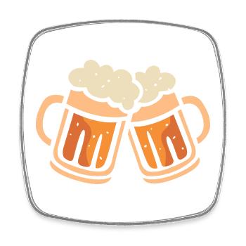 Beer Glass Toast - Comic and Cartoon Bachelor - Square fridge magnet - white - Front