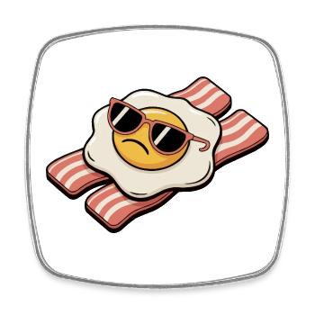 Bacon and egg - Breakfast Breakdown - Square fridge magnet - white - Front
