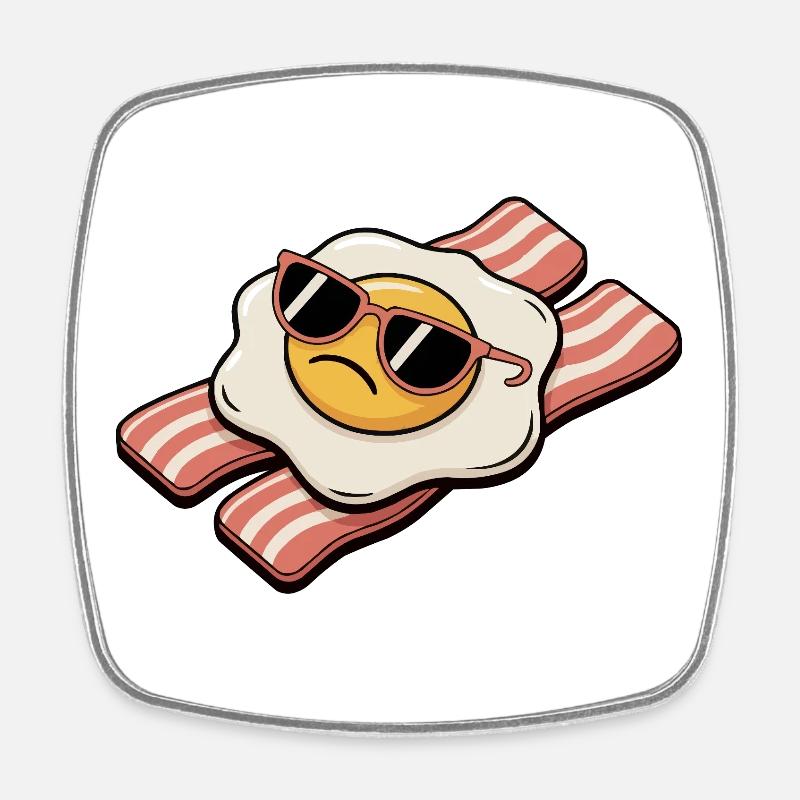 Bacon and egg - Breakfast Breakdown - Square fridge magnet - white