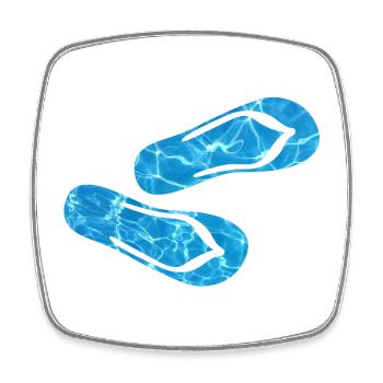 Slippers Pool Flip Flops Camping Water Holidays Fun - Square fridge magnet - white - Front