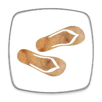 Flip Flops Wooden Slippers Holiday Nature Fun Summer - Square fridge magnet - white - Front