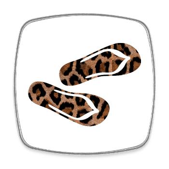 Slippers Leolook Flip Flops Fashion Jaguar Animal Print - Square fridge magnet - white - Front