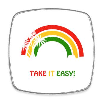 Reggae Vibe Rainbow with Cannabis Motif - Square fridge magnet - white - Front