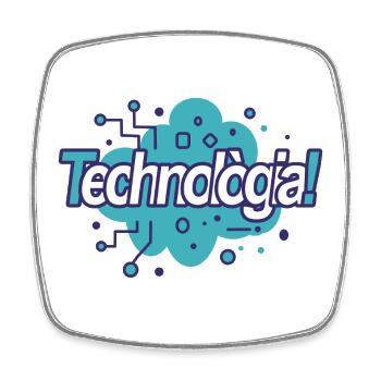 Technologie - Magnet carré - blanc - Devant