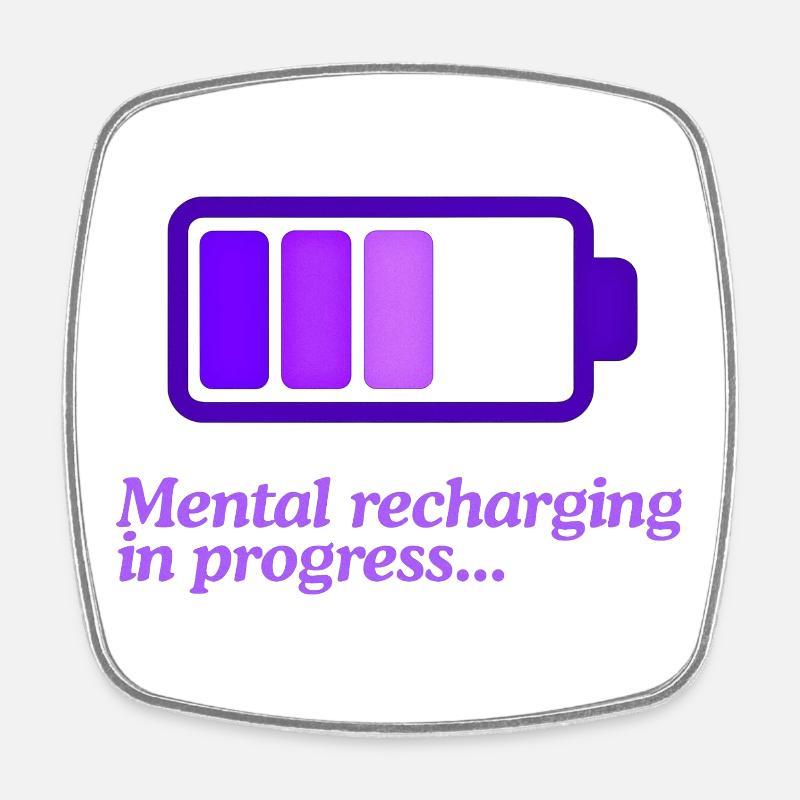 Mind Charging Battery Icon - Square fridge magnet - white