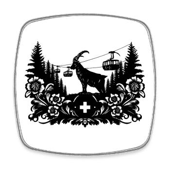 Steinbock_1_black - Square fridge magnet - white - Front