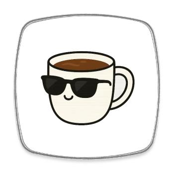 Coffee cup with sunglasses illustration - Square fridge magnet - white - Front