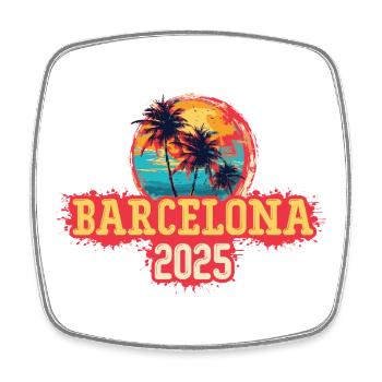 Palmiers de Barcelone 2025 - Magnet carré - blanc - Devant