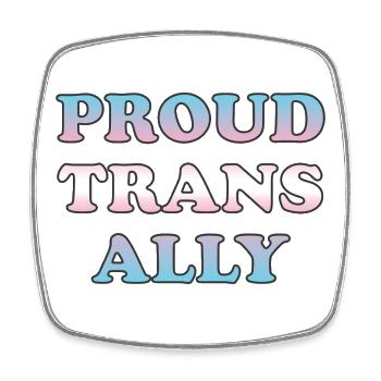 Proud Trans Ally Gradient Text - Square fridge magnet - white - Front
