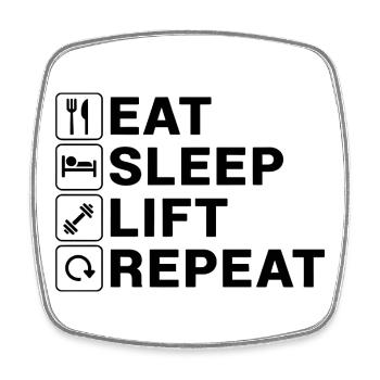 Manger Sleep Lift Répéter Citation d’amateur de gym - Magnet carré - blanc - Devant