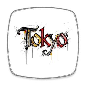 Tokyo - Viereckiger Kühlschrankmagnet - Weiß - Vorne