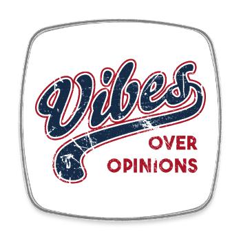 L’ambiance plutôt que les opinions Rétro Typographie délavée - Magnet carré - blanc - Devant