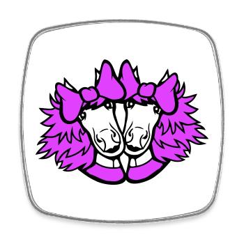 2 chevaux fille équipe féminine couple femme arc - Magnet carré - blanc - Devant