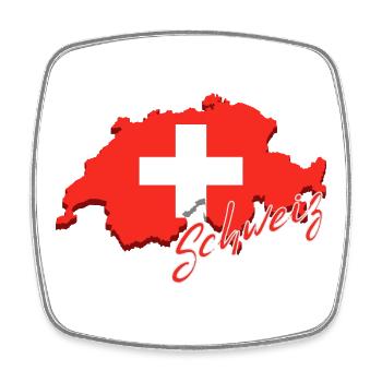 Karte der Schweiz, Flagge der Schweiz - Viereckiger Kühlschrankmagnet - Weiß - Vorne