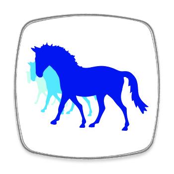 3 chevaux silhouette équipe cavalier équitation amis mignon - Magnet carré - blanc - Devant